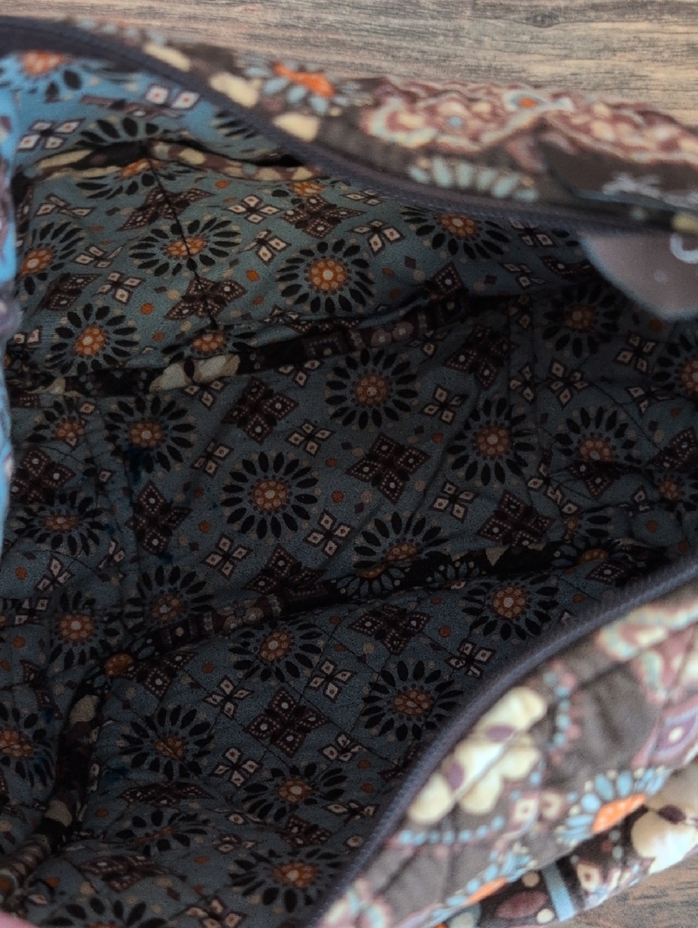 Vera Bradley Brown Floral Quilted Shoulder Crossbody Bag AB182 - Picture 7 of 8